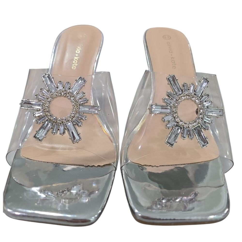 Olivia + Kate Clear Slides with Sunburst Rhinestone Embellishment